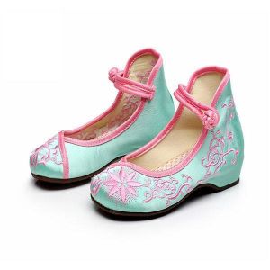 zorialaa@gmail.com נעליים Girls Mary Janes Chinese Embroidery Cotton Shoes Cloth Flats Breathable Silk Loafers Casual