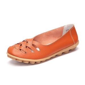 נעלי עור לנשים שטוחות במגוון צבעי קיץ