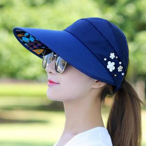 Women Ladies Summer Outdoor Anti-UV Beach Sunscreen Sun Hat Flower Print Caps